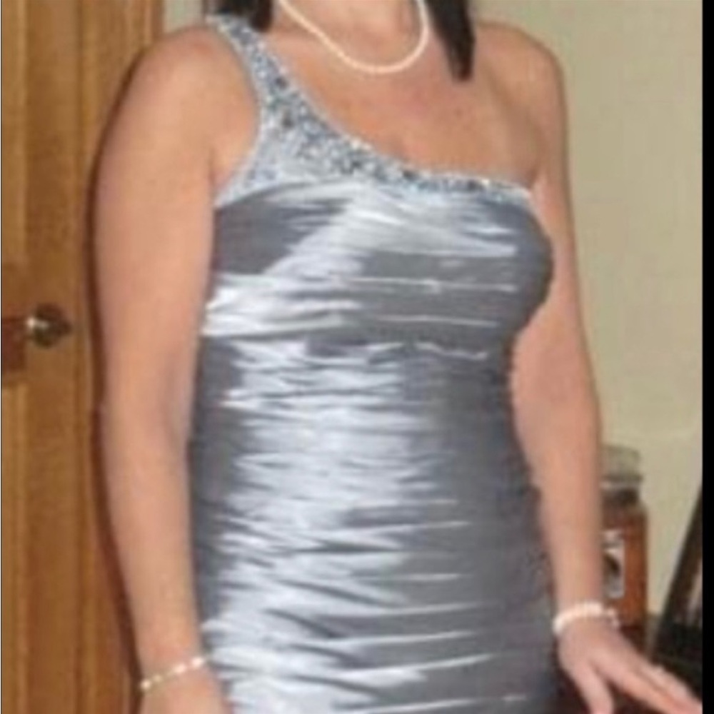 Iced blue ruched dress